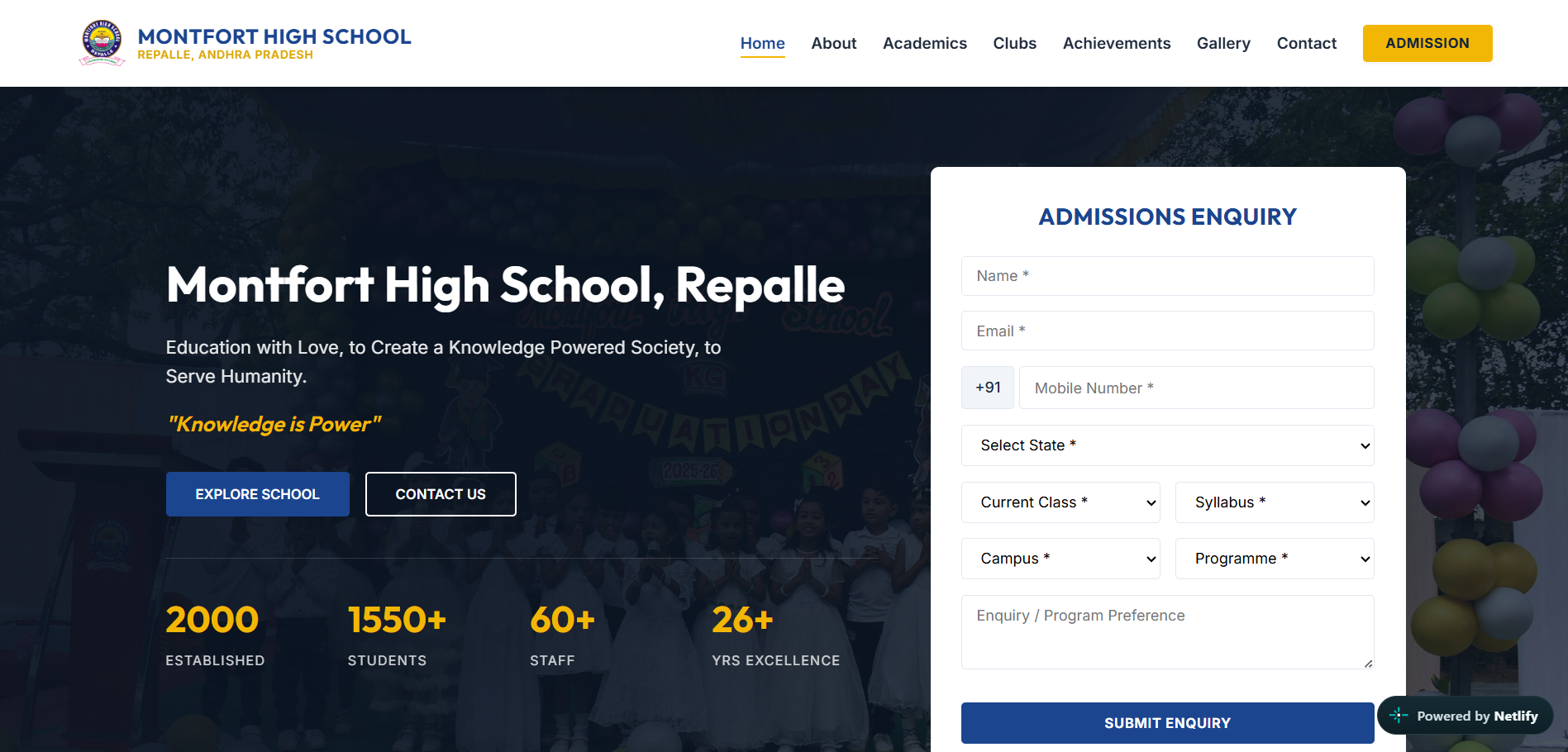 Montfort High School Web Portal